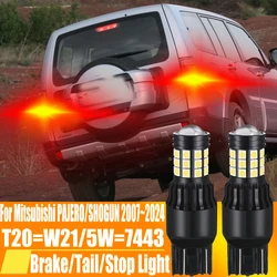 2pcs T20 W21/5W 7443 W21W 580 7440 LED Brake Lamp Tail Light Canbus Stop Diode Bulb 12v For Mitsubishi PAJERO SHOGUN 2007~2024