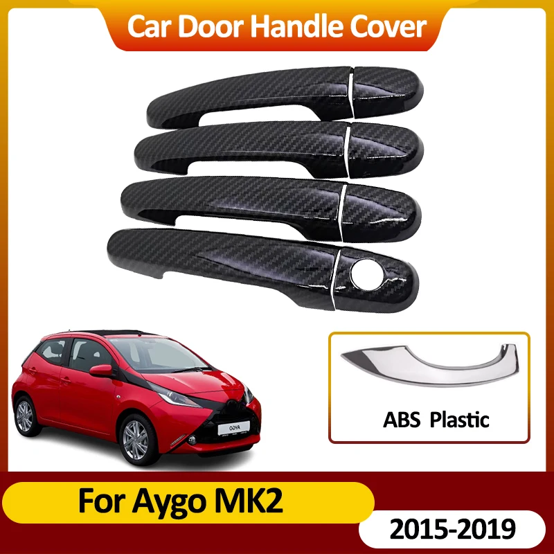 For Toyota Aygo AB40 2015~2019 2018 2017 Carbon Fiber Door Handle Covers Stickers Auto Exterior Scratch Resistant Car Accesories