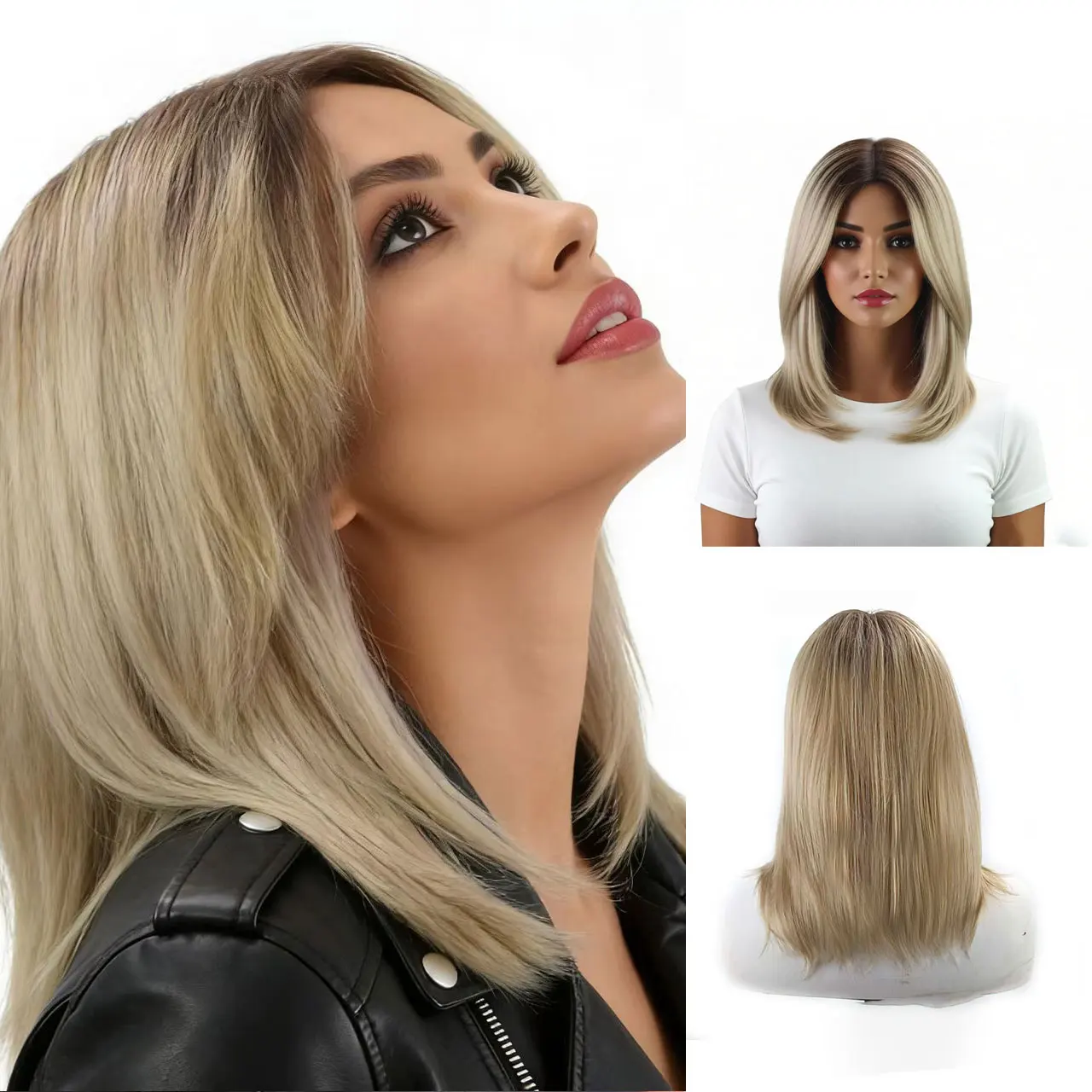 

14-дюймовая восьмизначная челка с длинными кудрями, стрижкой боб, синтетическим париком градиентного цвета блондинки, термостойким, подходит для ежедневного использования и вечеринок