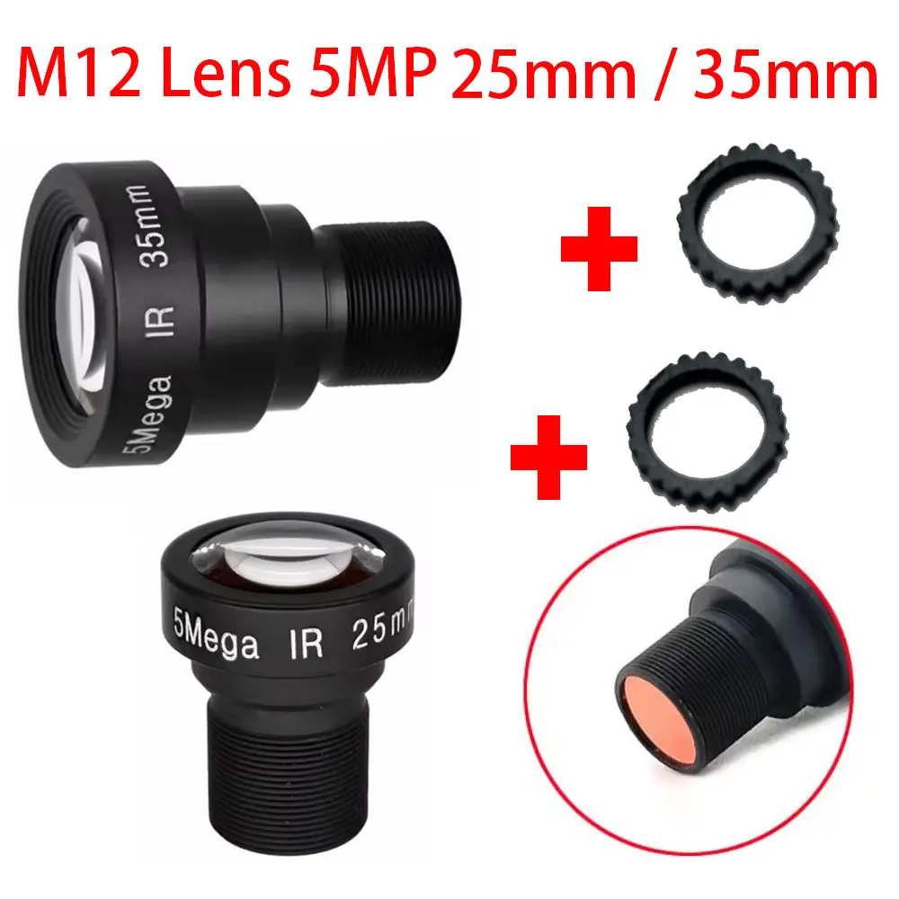 5MP M12-Objektivgröße mit 650-nm-Filter, 25 mm, 35 mm langes festes Objektiv für Überwachungskameras, Sport- und Actionkameras