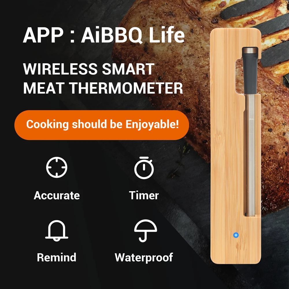 

Digital Grill Thermometer Bluetooth Water-proof Probe Thermometer APP Instant Read BBQ Cooking for Kitchen Oven