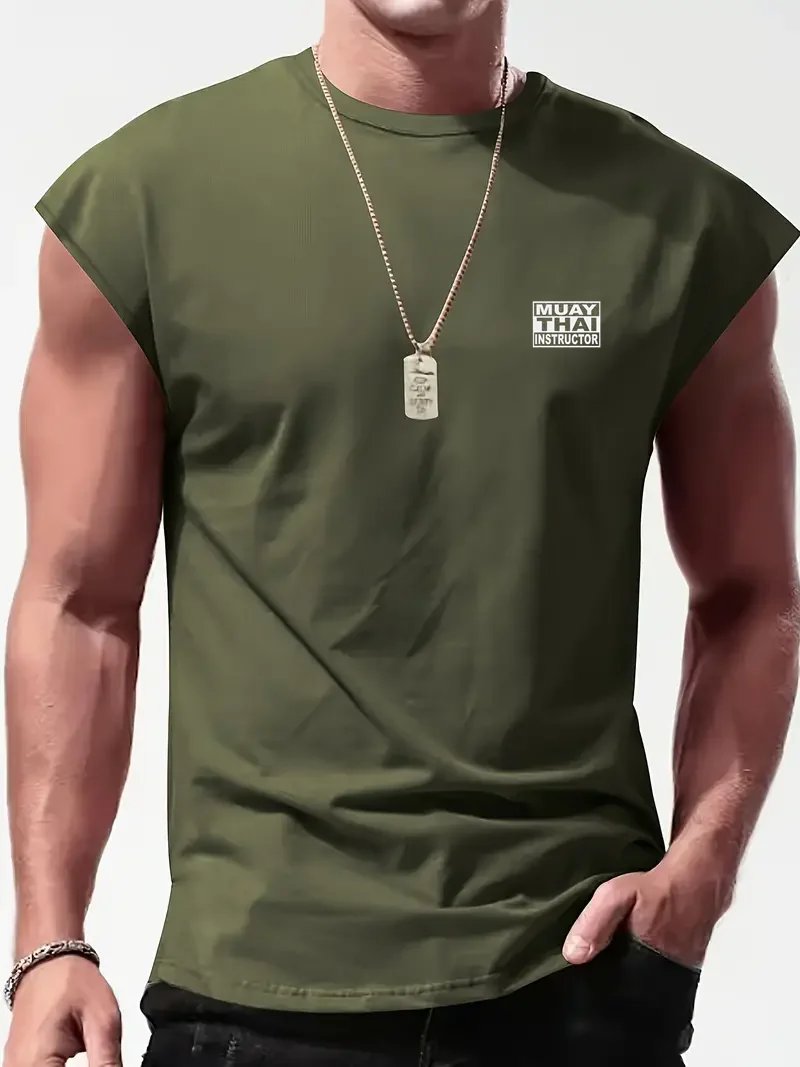 2024 New Running Fitness T-Shirt Quick Dry Workout Sleeveless Fitness Oversized Men\'s Bodybuilding Sports T-Shirt Gym T-Shirt