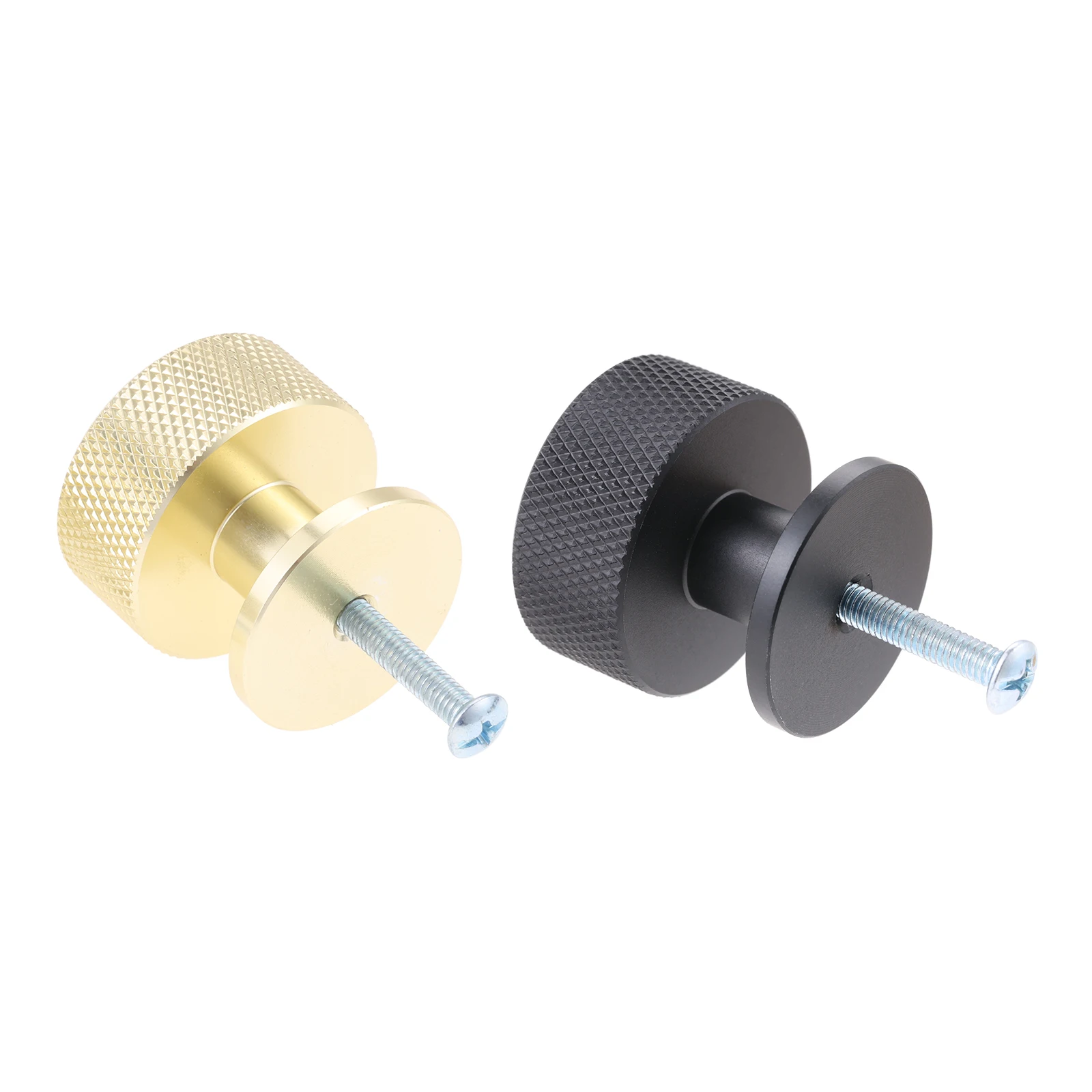 10pcs Cabinet Knobs w/screw Round Pull Zinc Alloy Knurled Handle Anti-slip Matte Black Golden Single Hole Kitchen Drawer Dresser