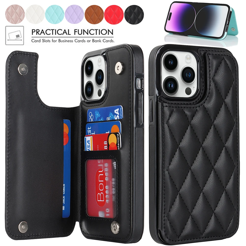 

Leather Retro Card Holder Flip Cover for iPhone 11 12 13 14 Pro Max Mini Wallet Case XR X XS Max 8 7 6S 6 Plus 5S SE 2022 2020