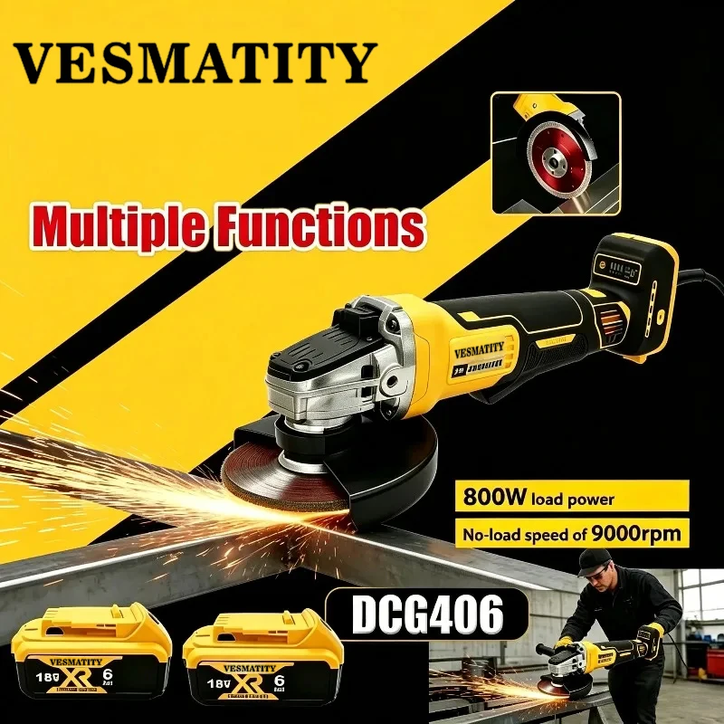 DCG406 125MM Angle Grinder Cordless Brushless 9000RPM Cutting Machine Polishing Machine For Dewalt  Battery