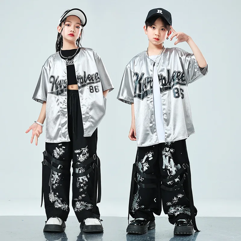 

Children's Street Dance Trendy Clothing, Baseball Jacket Set, Hiphop Boys and Girls Jazz Dance Performance Show Dress
