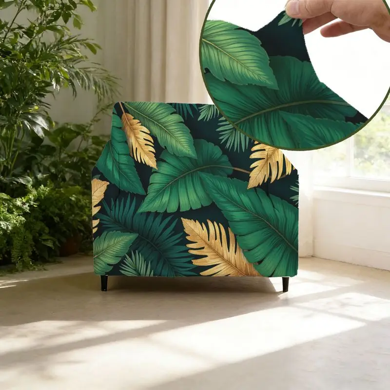 Elastic sofa cover, tropical leaf plant printing decoration integrated sofa cover, armrest sofa cover all-inclusive