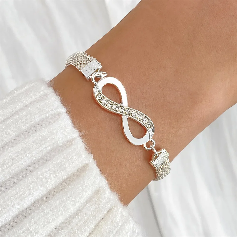 FNIO Fashion Crystal Infinity Bracelet Women\'s Jewelry 8 Number Pendant Charm Blange Bracelets For Lover Friend Women Gifts