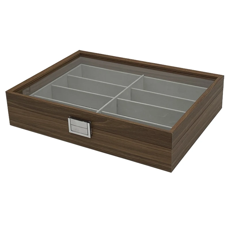 

1 PCS Walnut Wood Sunglasses Storage Display Box 8 Slots Storage Sunglasses Display Case Eyeglass Organizer Collector Jewelry