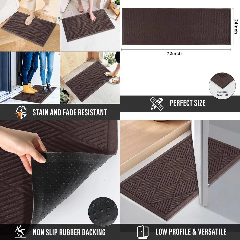 

Durable Entrance Door Mat, Absorbent for Muddy Dirt, Indoor/Outdoor, Stain-Resistant, Non-Slip Rubber Backing, 72x24