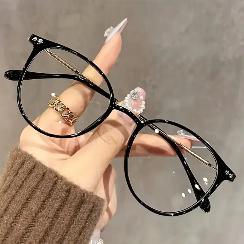 2pcs New Style Simple Black-Frame Clear Lens Fashion Glasses Large Frame Versatile for Street Style Women'S Fashion Accessory