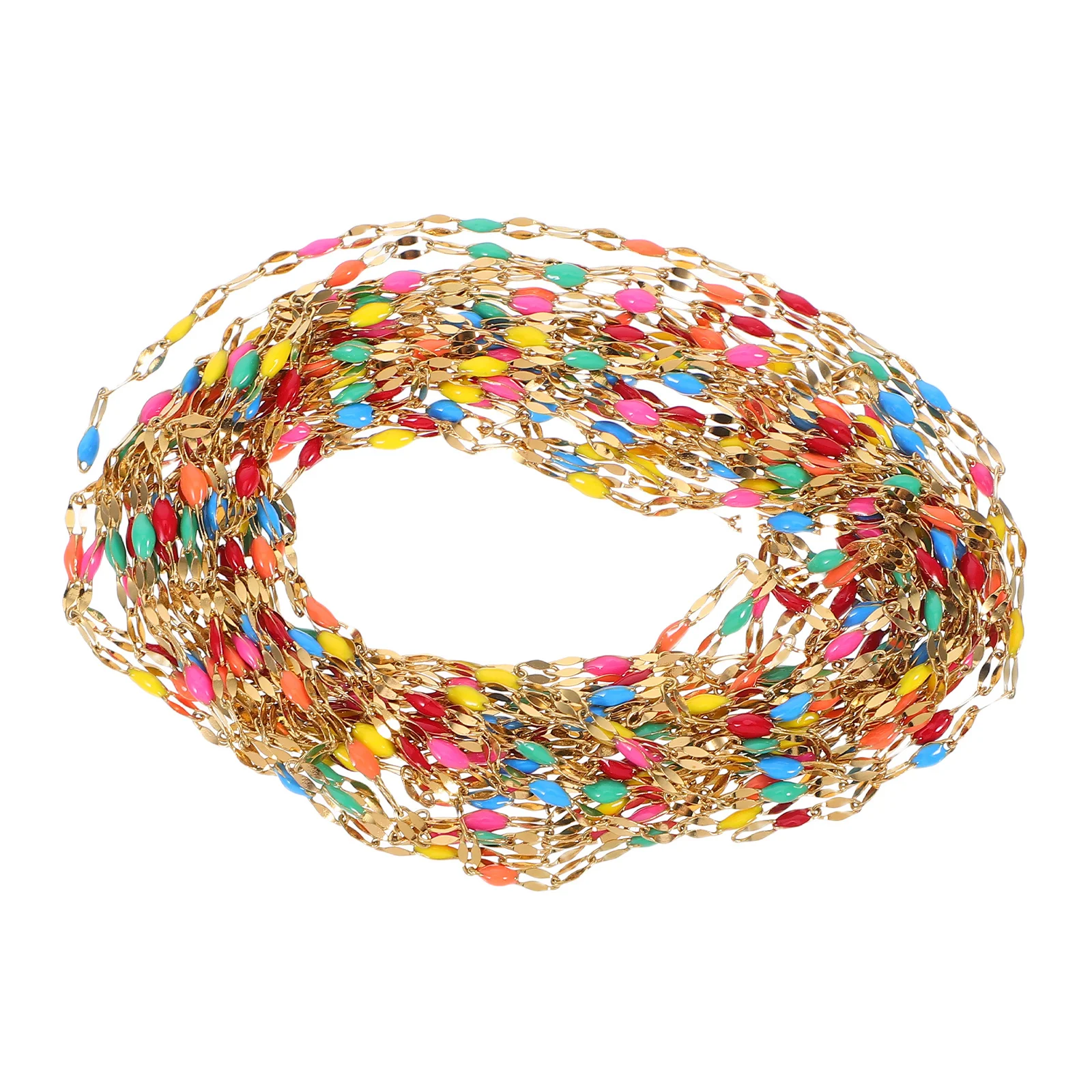 1 Rolls Stainless Steel Enamel Beaded Necklace Chain Colorful DIY Jewelry Chain for Necklace Bracelet Making Daily Party Wear
