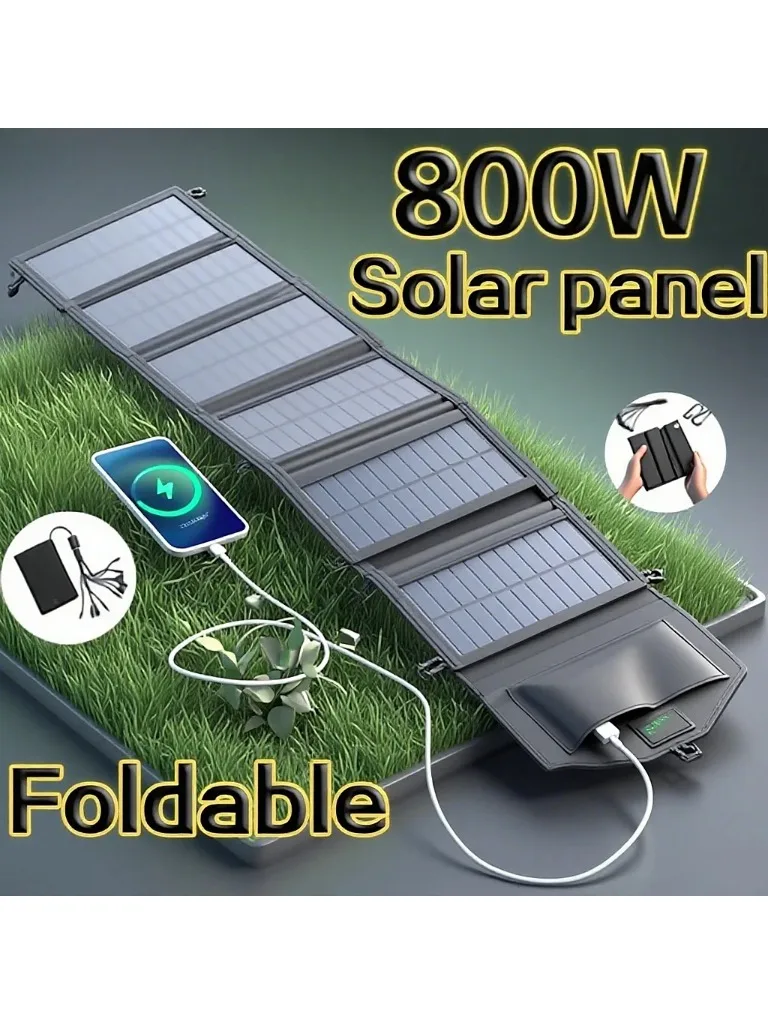 800W Hochleistungs-6-fach Faltbares Solarpanel 20Wh Schnellladegerät USB 5V DC Dauerbetrieb Mobile Stromversorgung