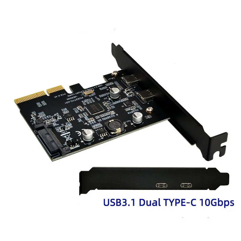 PCI-E 4X TO 2x TYPE-C Expansion Card 10Gbps Dual USB3.2 Type C PCI-E Adapter Card Converter