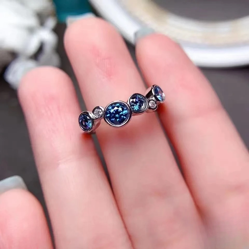 Imagem -03 - Dod Anel Moissanite Azul Royal para Mulheres Roupa Diária Prata 925 mm e mm