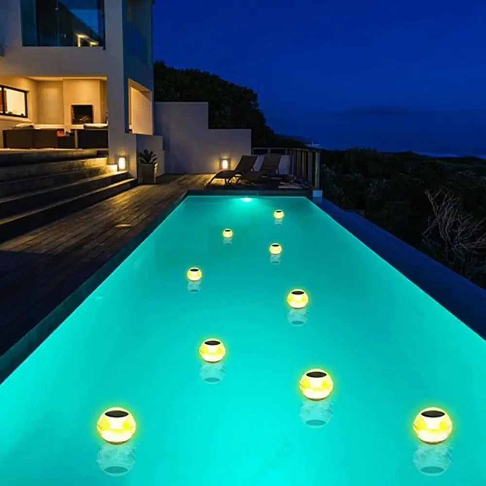 Solar Powered Solar Water Floating Light Color Changing Three-Mode Outdoor Night Lights Durable Waterproof