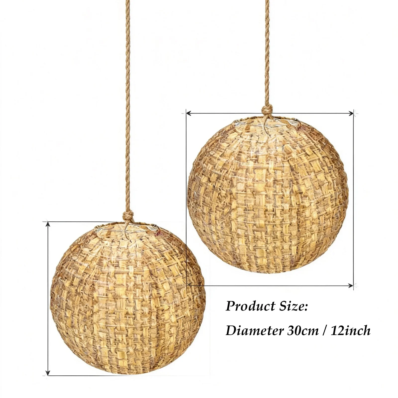 Afbeelding 3: 2-pack ronde lampenkappen van stofachtig papier, 30 cm, opvouwbare hanglampkap voor plafond, woonkamer, slaapkamer, eetkamer