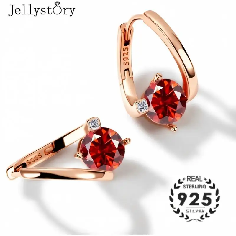 Jellystory S925 Sterling Silver Moissanite Huggie Hoops Earrings Dangle Luxury Fine Jewelry Fashion Gift for Women