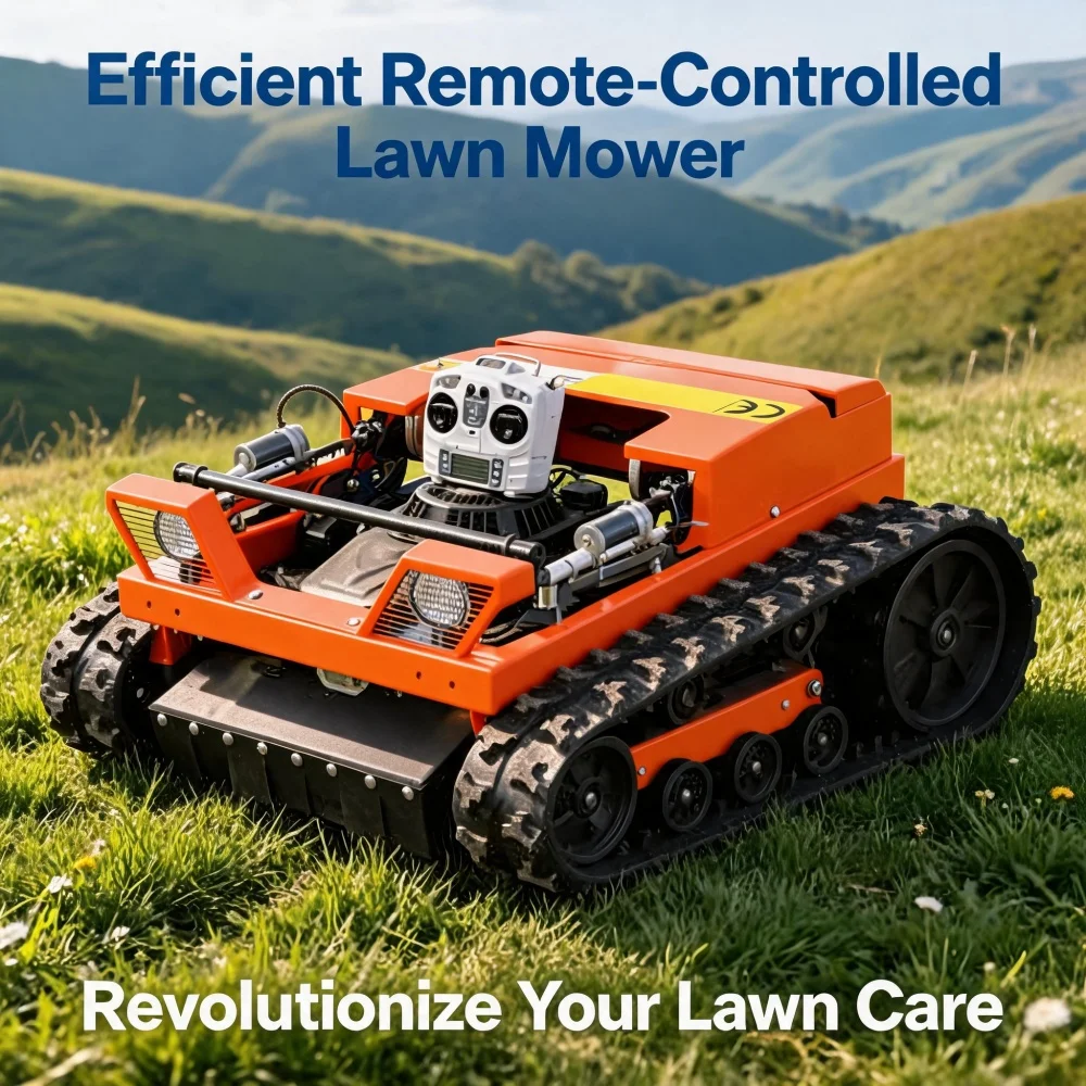 Small Tracked Lawn Mower 800mm Cutting Width High Efficiency Remote Control All-Terrain Multi-use Trimmer CE EPA Certified