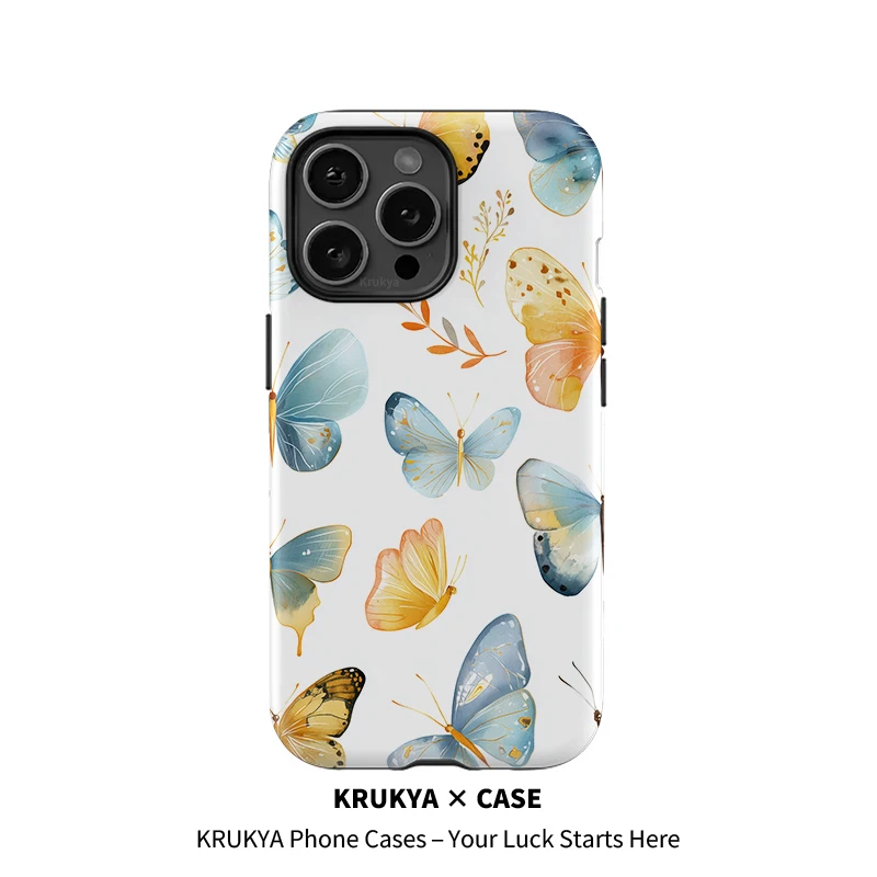 

Чехол для телефона Krukya для iPhone 17 Air 16 Pro Max 15 Plus 14 13 12 11 Pro Max X XR XS Max SE 2020, противоударный чехол с принтом бабочки