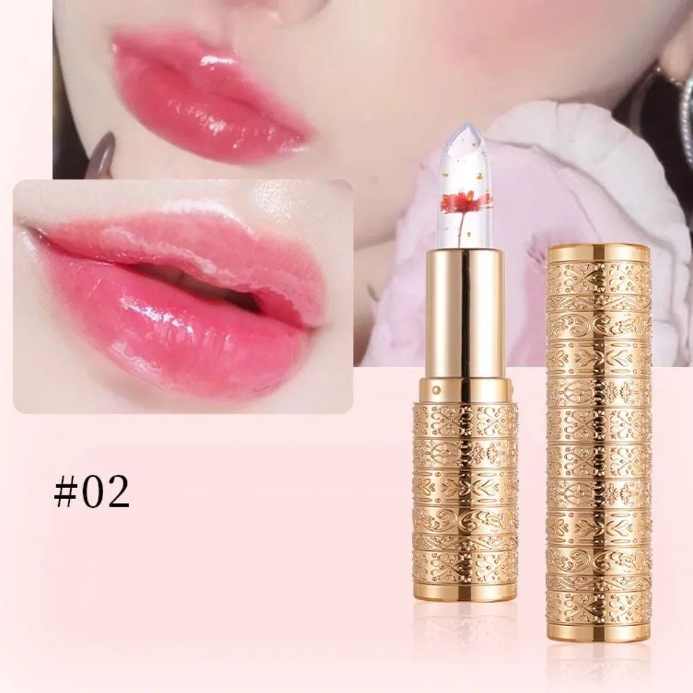 เปลี่ยนสีคริสตัลดอกไม้เยลลี่ลิปสติกอุณหภูมิเปลี่ยน Long Lasting Flower Lip Balm CLEAR เปลี่ยนสีแดง Matte Lip GLOSS