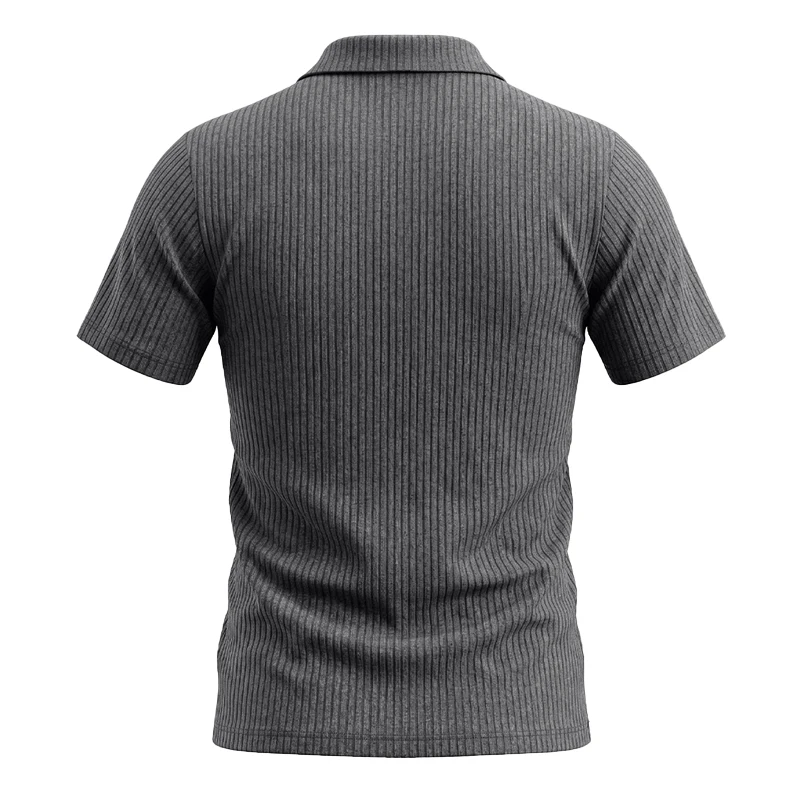 Herren 1-teiliges Gestricktes V-Ausschnitt Kurzarm Slim-Fit Atmungsaktives Eisseide Schnelltrocknendes Golf Business Casual Poloshirt – Detail 16