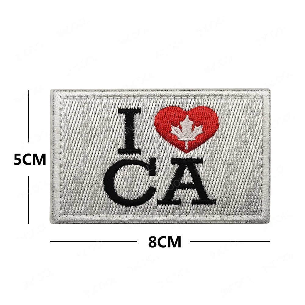 I Love Canada Flag Embroidered Patches Maple Leaf CA Canadian Flags Stickers Chevron Appliqued For Clothing Backpack