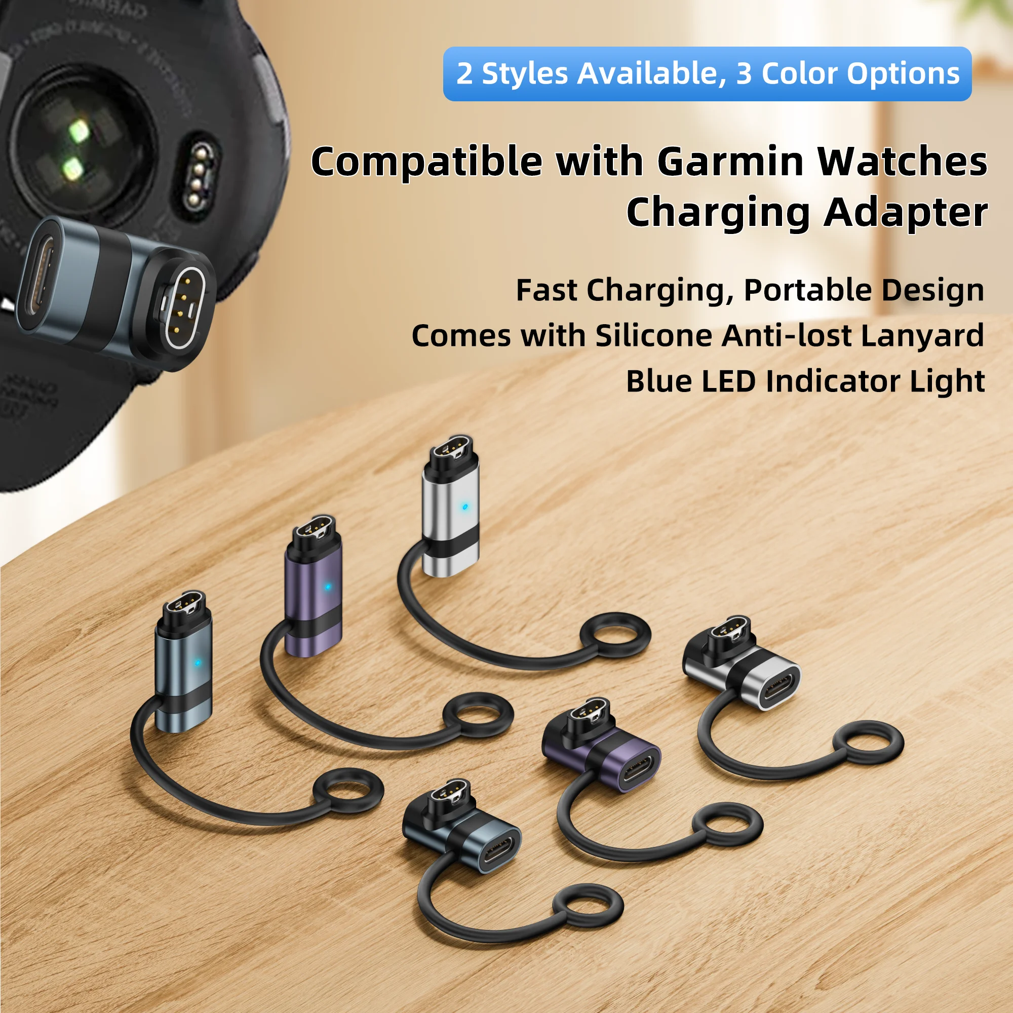 Type-C Female to Watch Charging Adapter, Charging Connector Compatible with Garmin Fenix 7/7S/7X/6/6X/6S & More Models