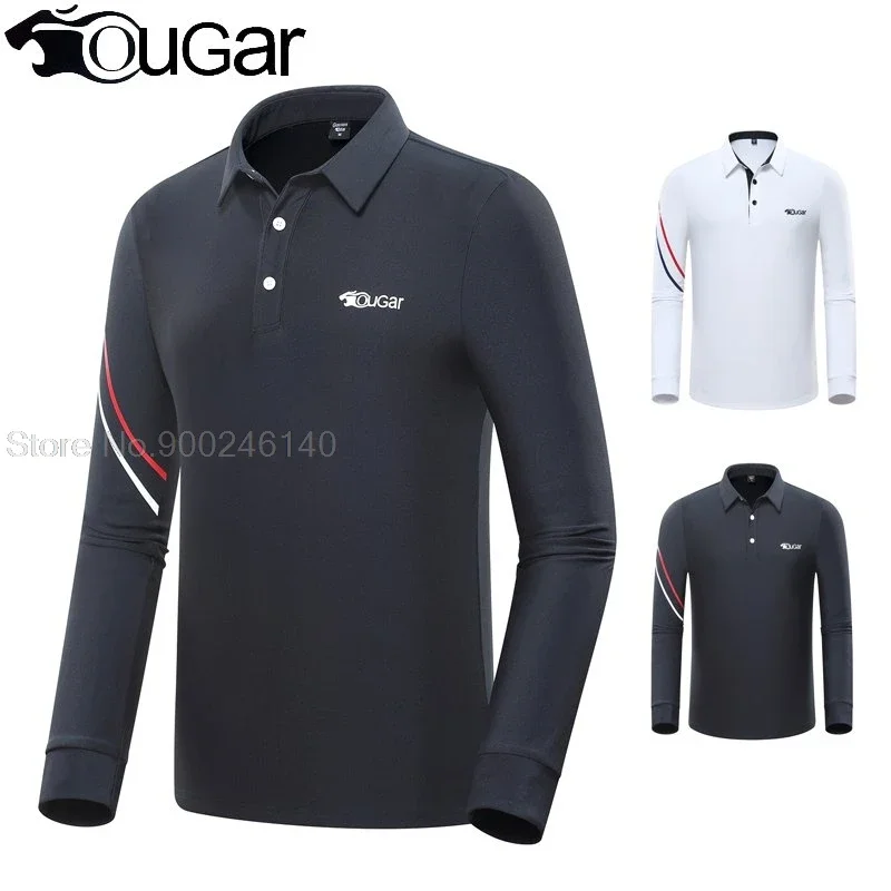 Pgm Men's Outdoor Sport Clothes Golf Long Sleeve T-Shirts Mens Soft Turn Down Collar Shirt Tops Breathable Spring Golf Apparel