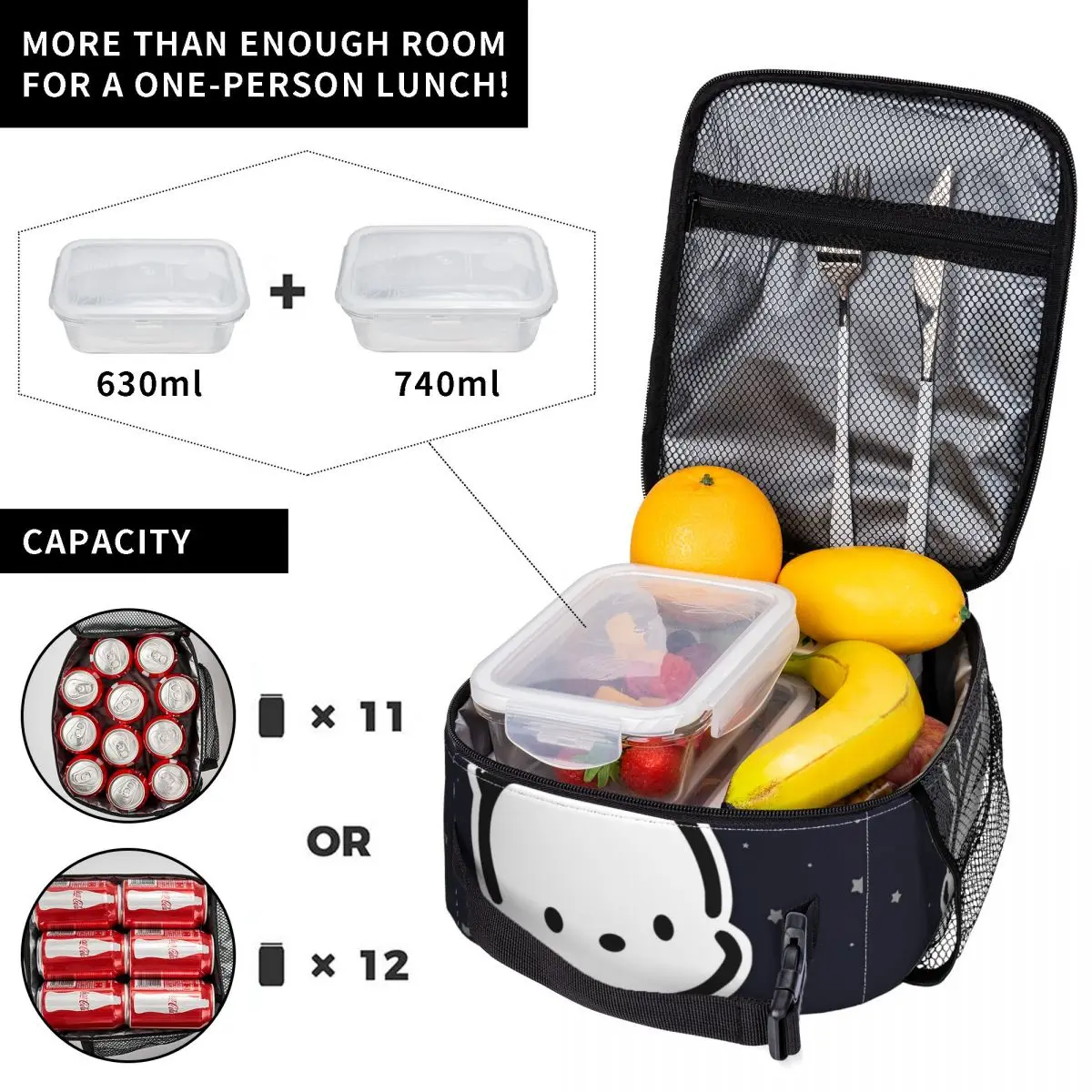 Pochacco Kawaii Dog Insulated Lunch Bags Cooler Bag Reusable Meal Container High Capacity Tote Lunch Box Food Storage Bag Picnic