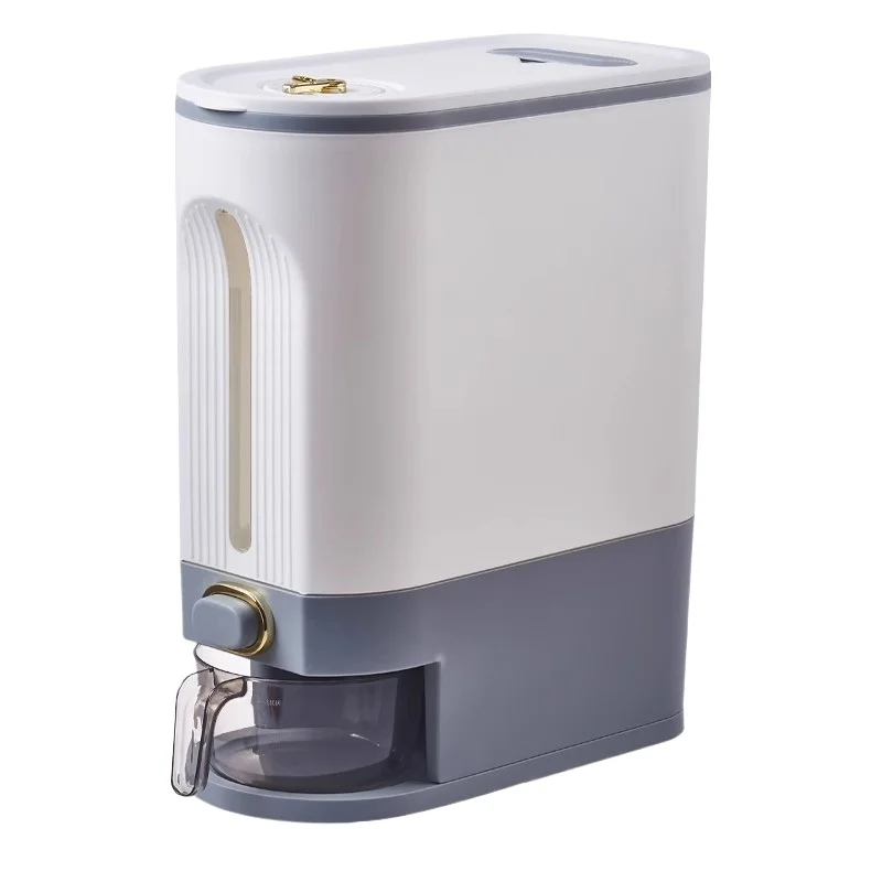 One-Click Rice Dispenser, 5/10kg Moisture-Proof Kitchen Storage Container for Dry Food