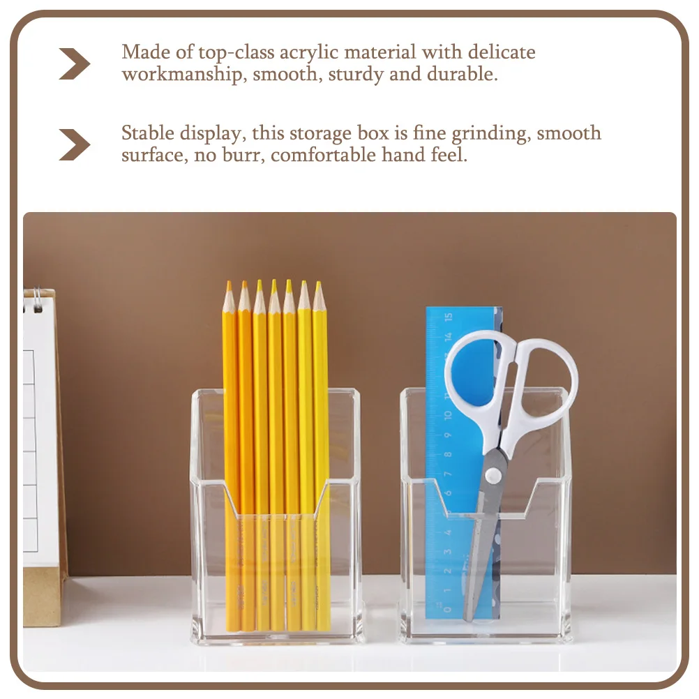 

2 Pcs Acrylic Pen Holder Clear Makeup Organizer Brush Storage Cylinder Desk Cups for Penholder