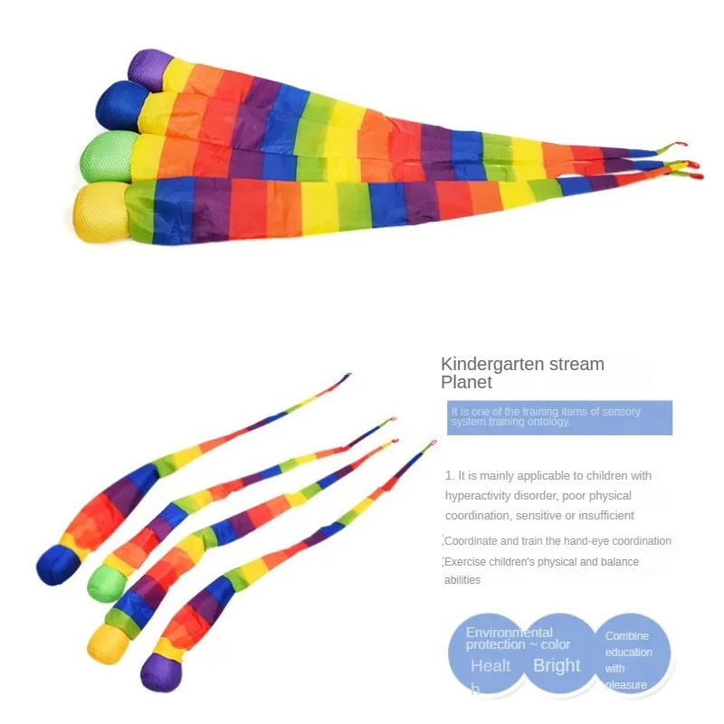 Rainbow Tail Ball eco-friendly tessuto Sandbag Meteor Ball Safe Catch Tail Ball scuola materna allenamento sensoriale giocattolo morbido per bambini