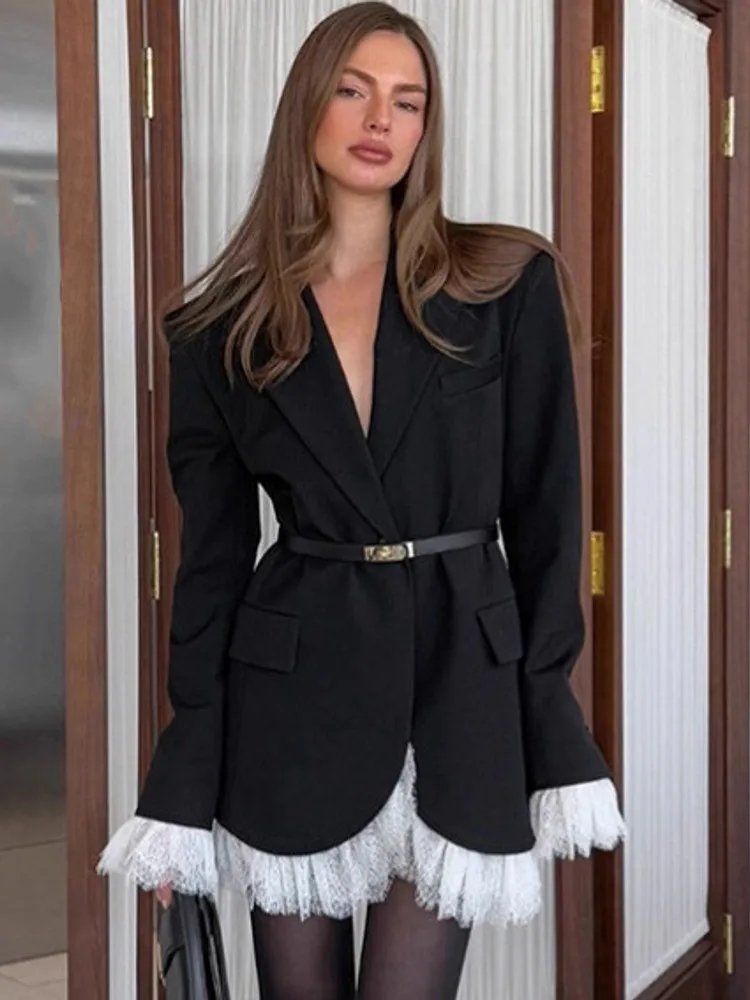 

Elegant Blazer Coat For Women Fashion Lapel Oversized Suit Jackets 2025 New Autumn Winter Office Lady Casual Loose Outerwear