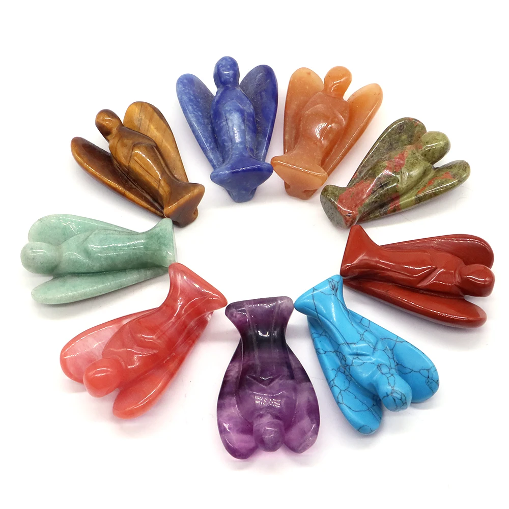 2 "جارديان الملاك تمثال الطبيعية جمشت روز الكوارتز شفاء كريستال الطاقة حجر التماثيل ديكور المنزل حلية بالجملة #5