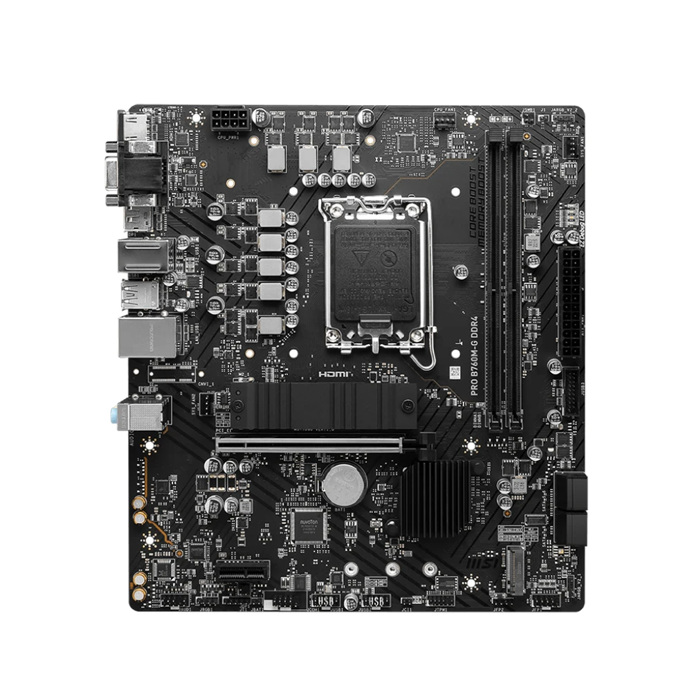 MSI PRO B760M-G DDR4 Motherboard Support LGA1700 i9-12900KS i7-12700K i5-12600K CPU,INTEL B760 Chipset, 2xDDR4, PCIe 4.0, mATX.