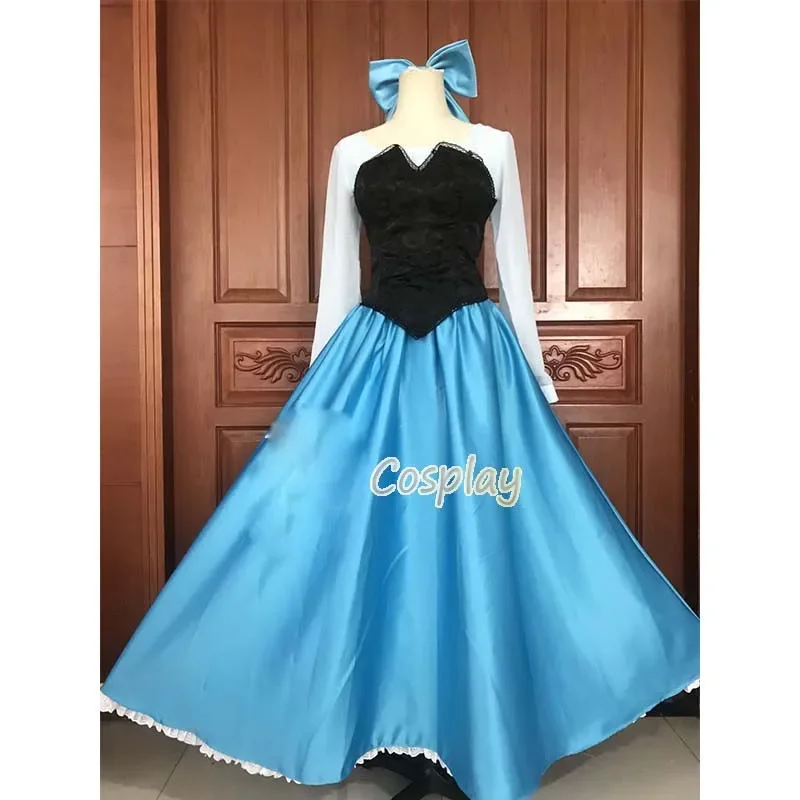 

Princess Ariel Cosplay Costume Adult Women Dance Blue Dress With Butterfly Halloween Carnival Party