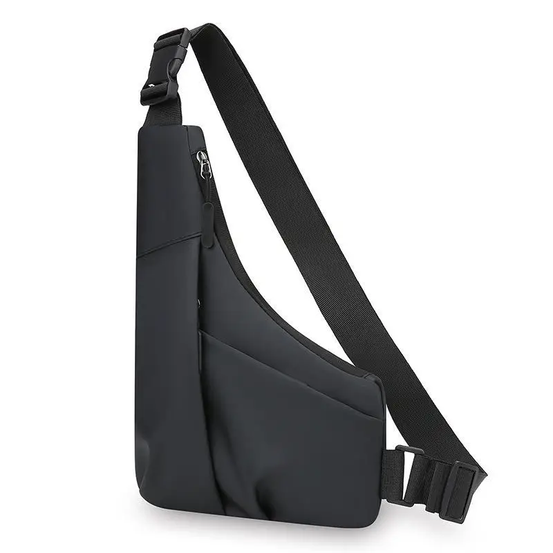 Waterproof Black Sling Chest Bag Adjustable Strap Multiple Pockets Perfect For Daily Commute Travel Hiking
