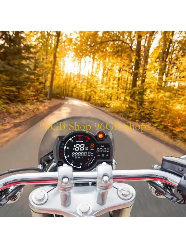 

96GB Corrosion Resistant Motorbike Tachometer Digital Odometer Easy Read Display 12V
