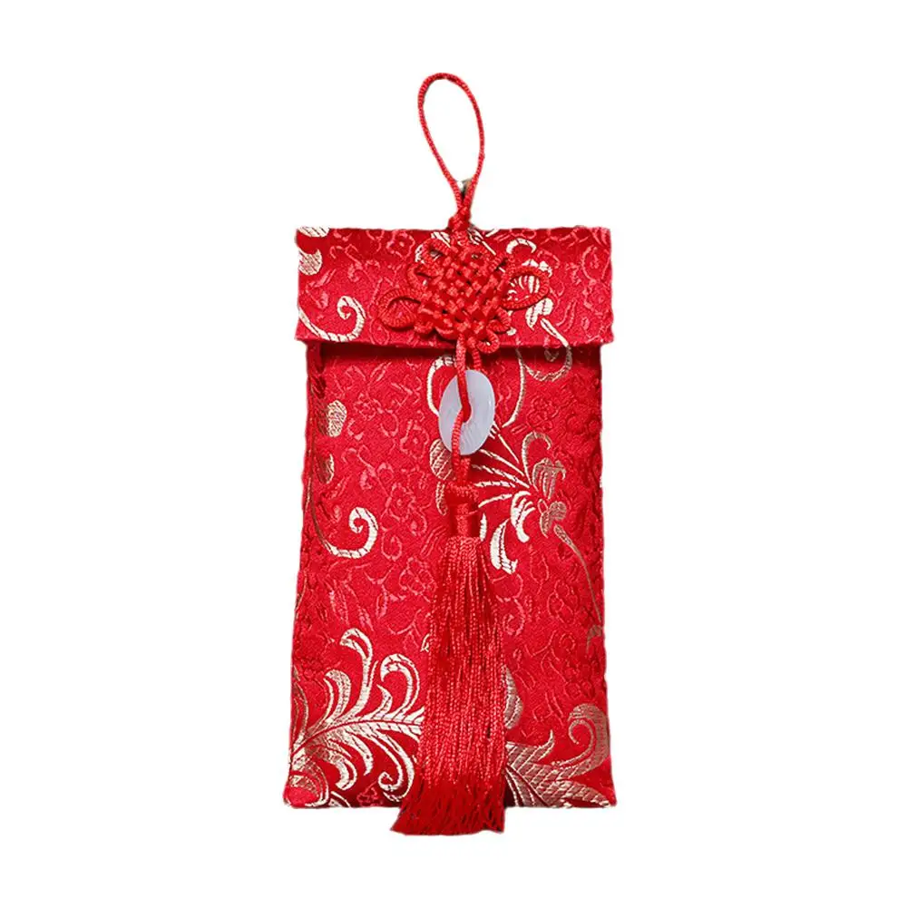Fabric Red Envelope 2024 Happy New Year Lucky Money Envelope Bag Relatives Surafce Silk Red Visiting Chinese Soft Faux A4s4