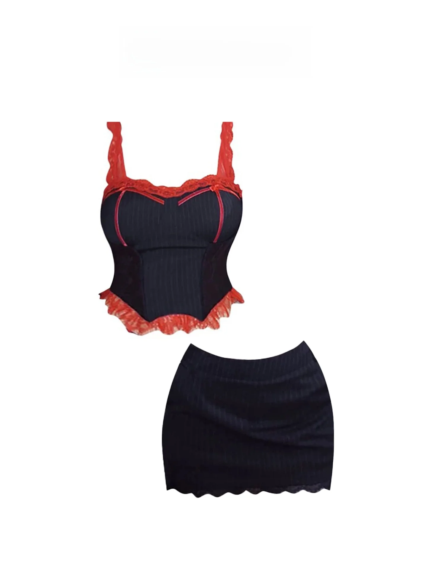 

HEZA сексуальный женский комплект с пряной кружевной отделкой и поясом, летняя женская юбка с высокой талией, облегающий комплект в полоску, винтажная повседневная одежда