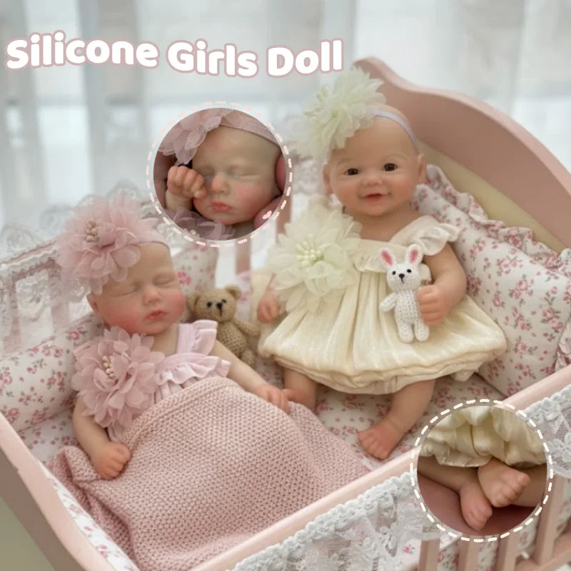 

6Inch/15CM Full Body Silicone Bebe Mini Reborn Girl Doll Waterproof bebe reborn de silicona Handmade Lifelike Newborn Dolls
