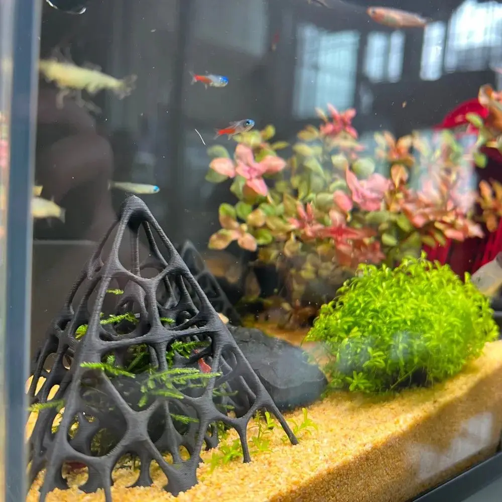 Pyramid Fish Shrimp Hideout 3D Printed Aquarium Cave Hiding Place Moss Guard Shelter Dwarf Shrimp Nano Fish Fish Tank Decor Gift