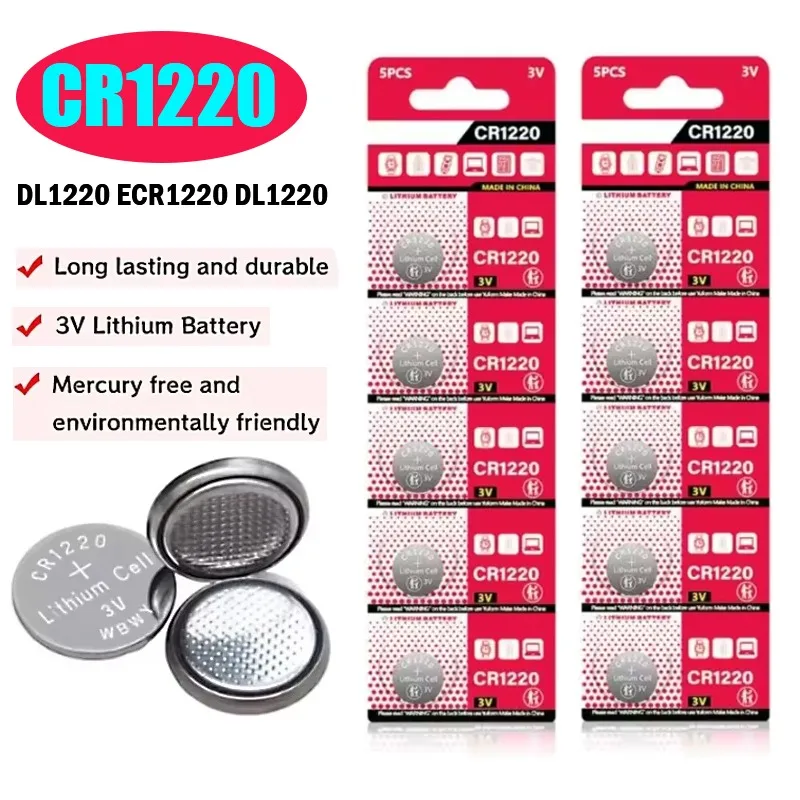 CR1220 CR 1220 LM1220 BR1220 KCR1220 3 В литиевая батарея для игрушечных часов, масштабный калькулятор, автомобильный пульт дистанционного управления, кнопка мыши, монетная батарея