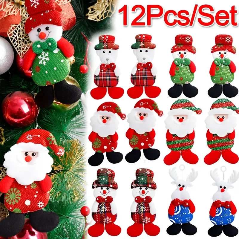 Merry Christmas Ornaments DIY Xmas Gift Santa Claus Snowman Tree Pendant Doll Hang Decoration for Home Noel Natal Happy New Year