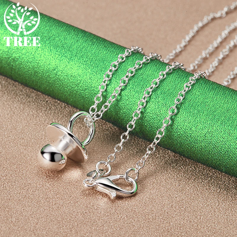 ALITREE 925 Sterling Silver Pacifier Pendant Necklace For Women necklaces Fashion Party Birthday Wedding Charm Fine Jewelry Gift