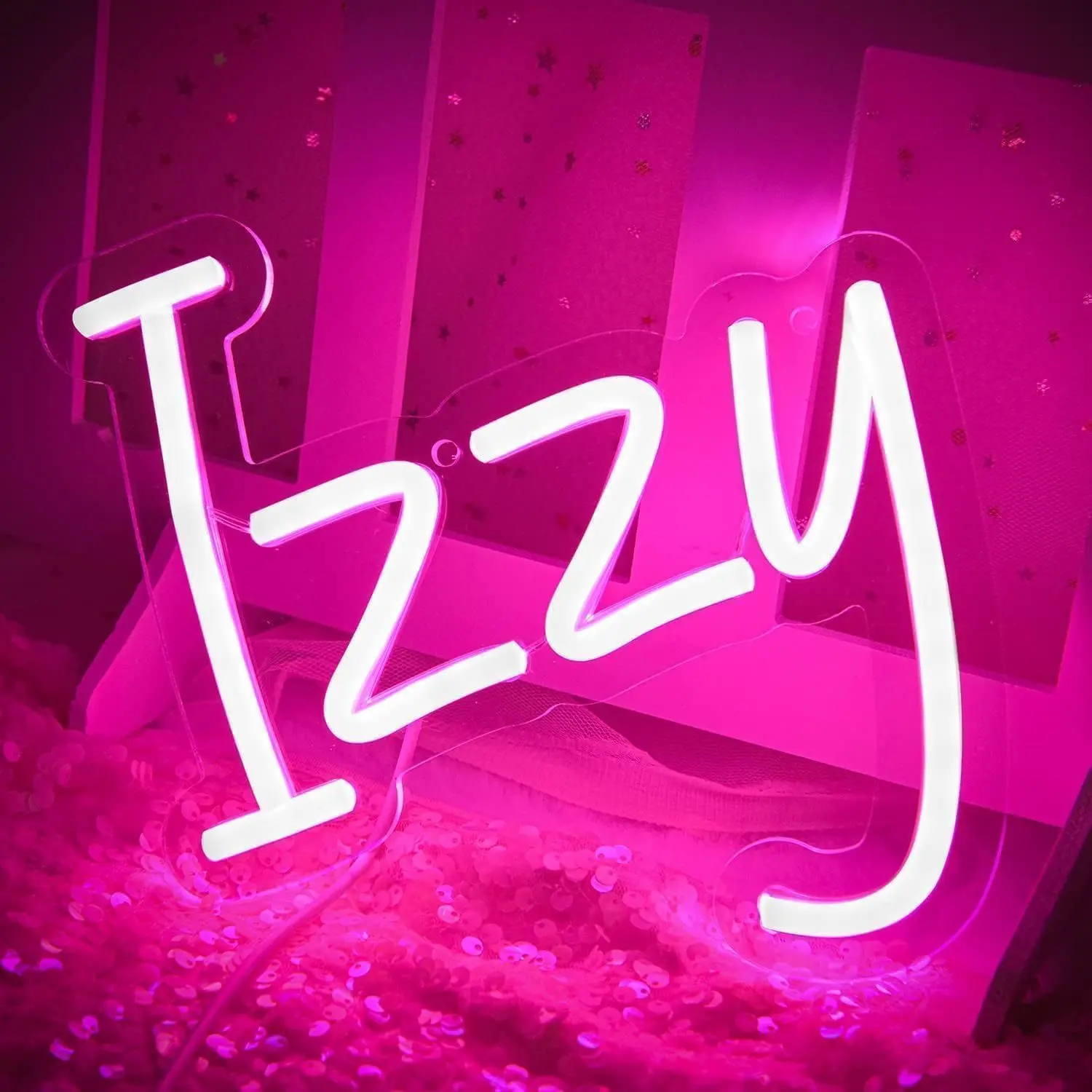 

Izzy's Corner LED Neon - Plain Clear Acrylic Design, USB Powered Dimmable LED Neon for Bedrooms, Game Rooms, Party Wall Art