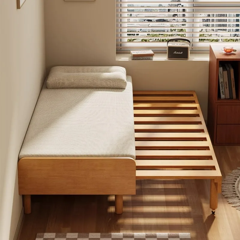 Retractable bed Small apartment study folding sofa bed Solid wood dual-purpose double single sitting and sleeping dual-purpose b
