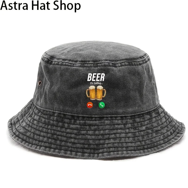 Fun Beer Mug & Letter Print Bucket Hat - Lightweight Suitable for Parties, Outings, Beer Tasting Events - Fit for, Hand Washable