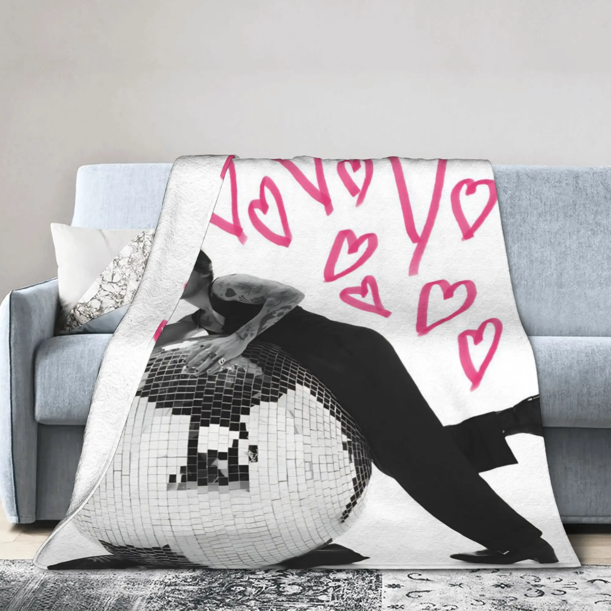 Kiss All The Time Disco Blankets Harrys Music Styles  Flannel Awesome Warm Throw Blanket for Chair Covering Sofa  Winter